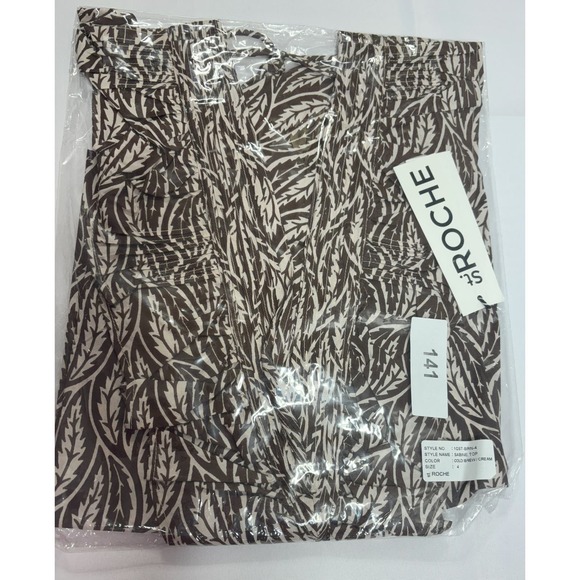 St.‎ Roche NWT Sabine Cold Brew Cream Ruffle Trim V Neck Short Sleeve MSRP $225 - Picture 3 of 3